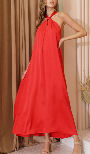Satin Cut Out Maxi Dress