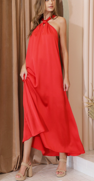 Satin Cut Out Maxi Dress